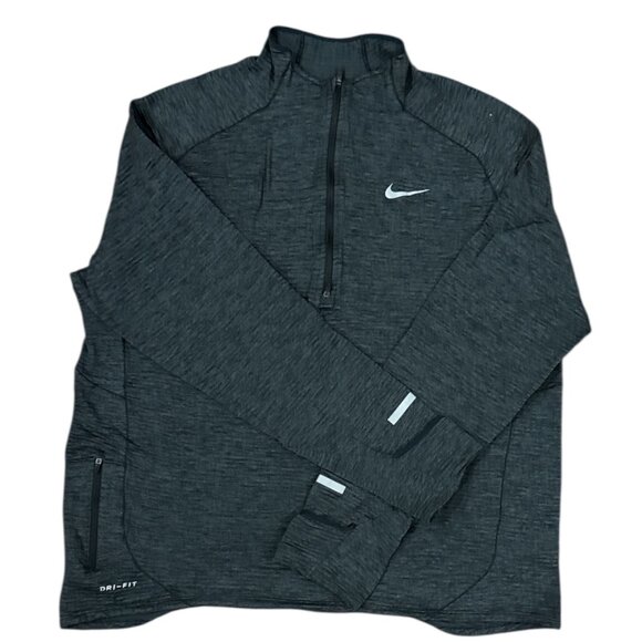 NIKE Dri Fit Pullover Men's XL Charcoal 1/4 Zip Reflective Running Waffle Knit - Picture 2 of 10